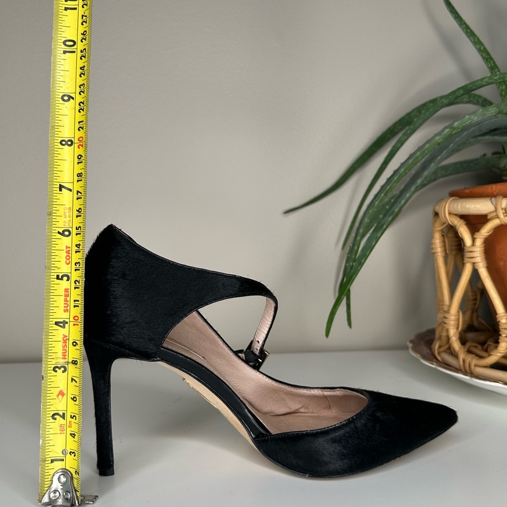 Louise et Cie Black Calf Hair d’Orsay Heels Pointed Toe Stiletto Pumps Size 8.5 - Picture 12 of 14